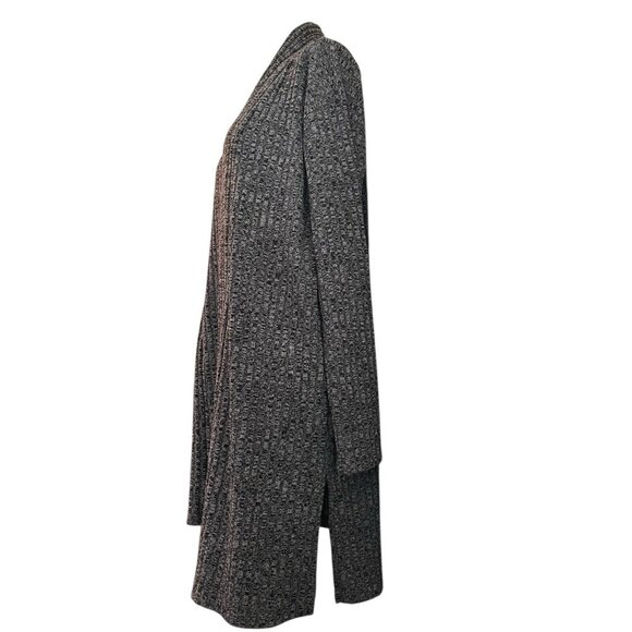 Liz Claiborne Ladies Medium Gray Open Front Cardigan Duster Sweater Pockets - Picture 2 of 5